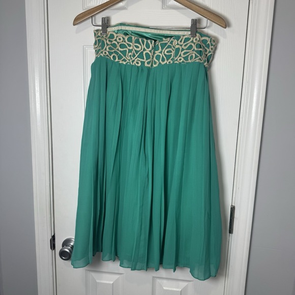 Lilly Pulitzer Jillie Strapless Dress in Teal with Cream/Gold Applique Size 4/6 - Picture 3 of 6